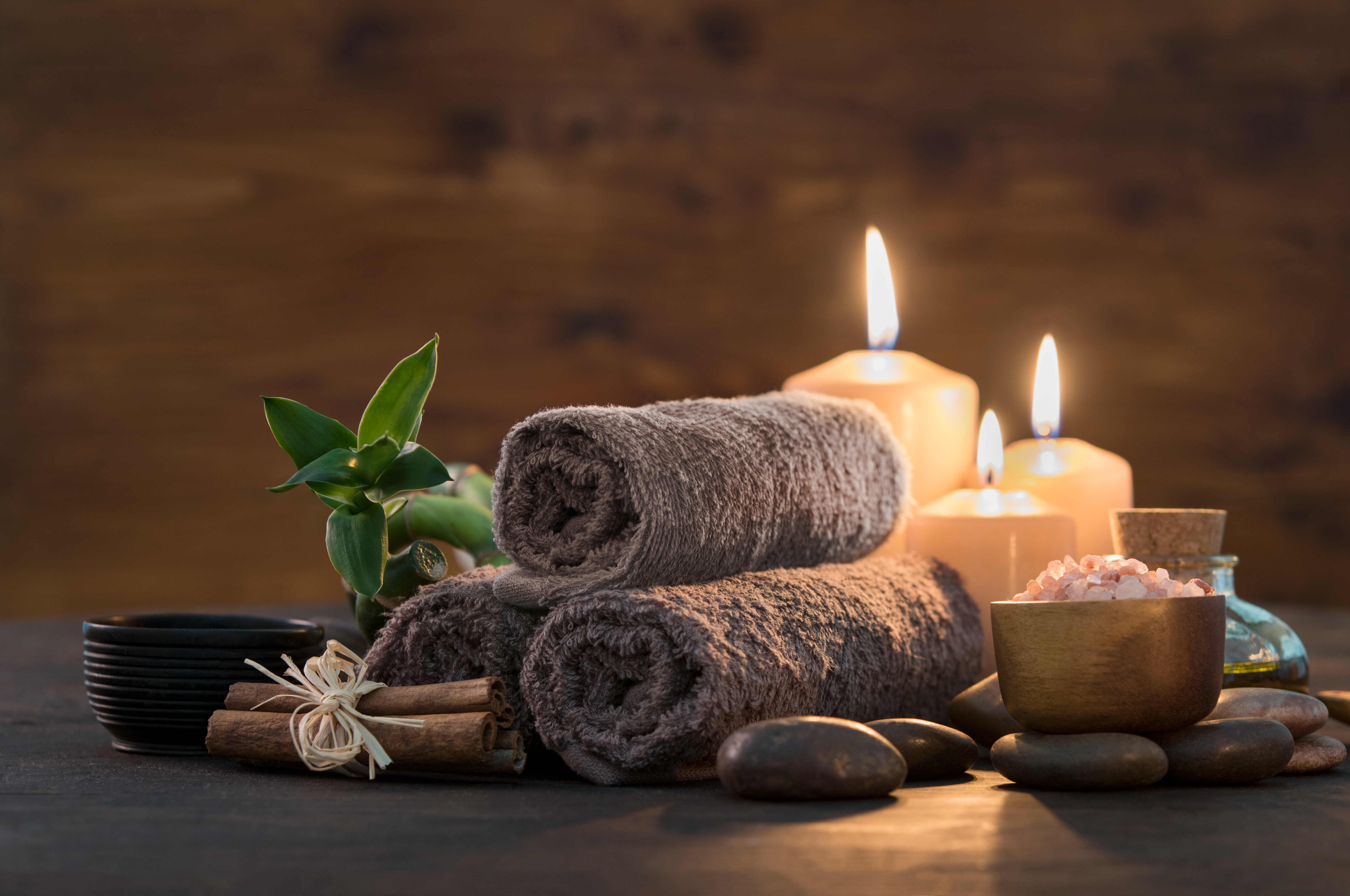 Spa towels, bamboo and candles
